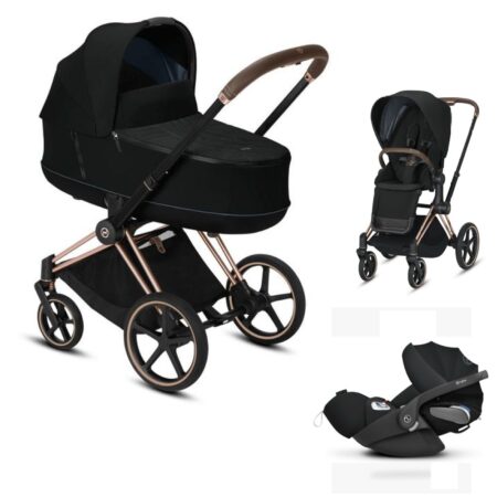Cybex Priam Rose Gold  Deep Black Travel System Package