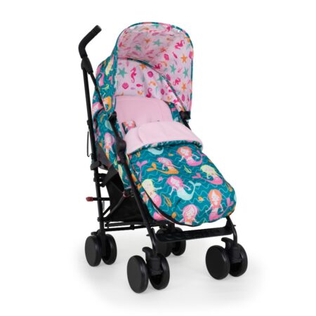 Cosatto Supa 2 Pushchair Stroller - Mini Mermaids Pink with 2 in 1 Footmuff