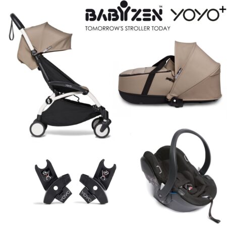 Babyzen YOYO2 All You Need Bassinet Car Seat Bundle Taupe White