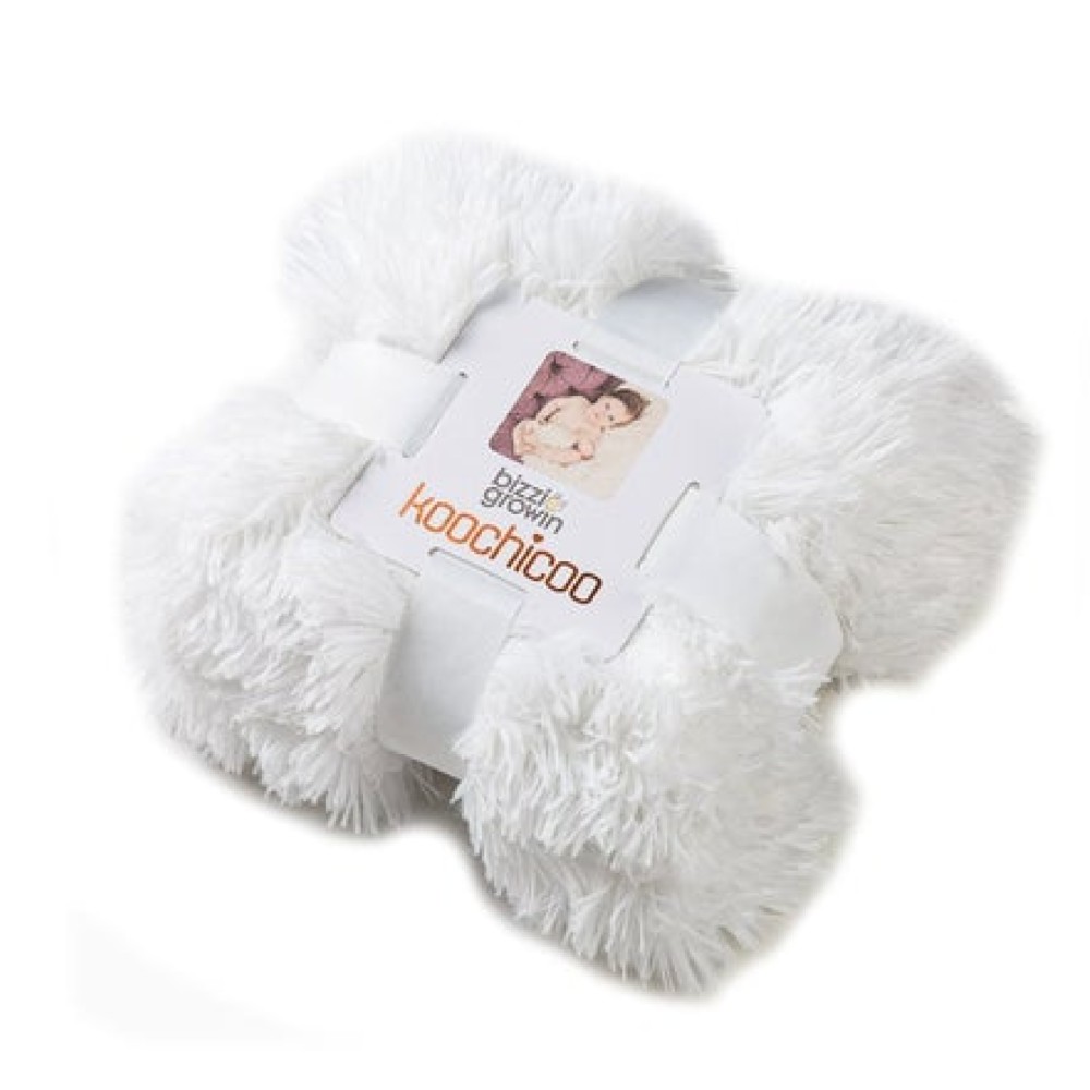 Bizzigrowin koochicoo fluffy baby blanket white