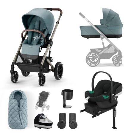 Cybex Balios S Lux Sky Blue with Taupe Frame - Aton B2 and Base