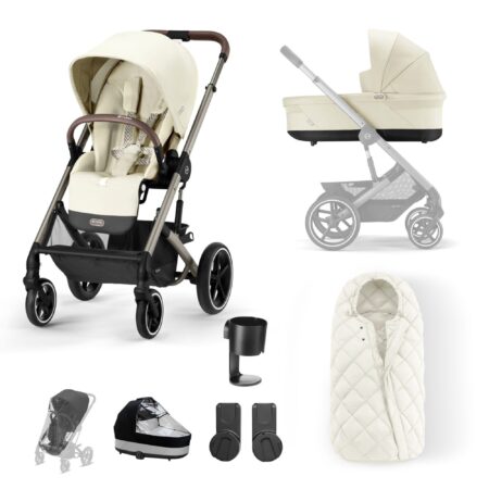 Cybex Balios S Lux Seashell Beige with Taupe Frame - Essentials Bundle