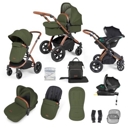 Ickle Bubba Stomp Luxe i-Size Travel System in Bronze/Woodland/Tan