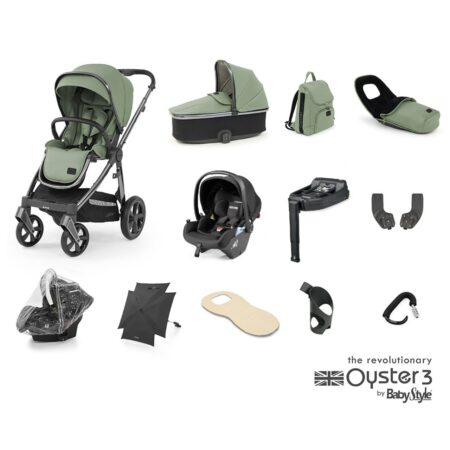 Oyster 3 Spearmint 12 Piece Bundle with Peg Perego Car Seat and Base