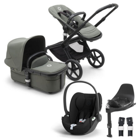 Bugaboo Fox 5 Complete Black/Forest Green with Cloud T Car Seat and 360 Base
