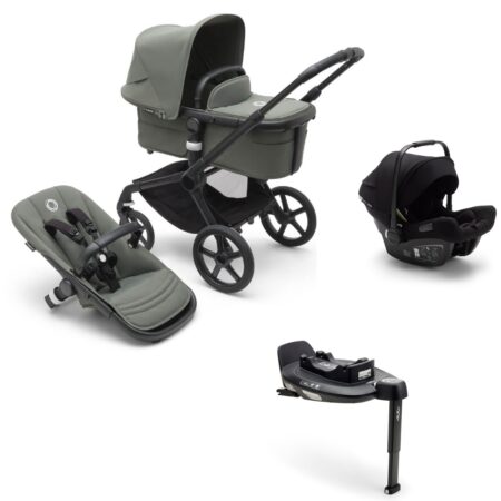 Bugaboo Fox 5 Complete Black/Forest Green with Turtle Car Seat and 360 Base