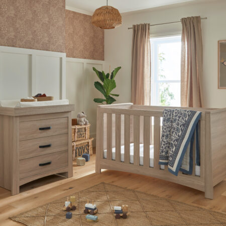 CuddleCo Isla Cot bed and Dresser Nursery Furniture Set Ash