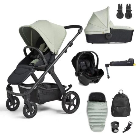 Silver Cross Tide 3 in 1 Travel System Sage, Car Seat, Base & Accs