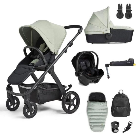Silver Cross Tide Bundle with Car seat, Base and Accs - Sage