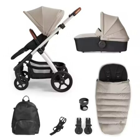 Silver Cross Tide Pushchair, Carrycot with Accessory Pack Stone
