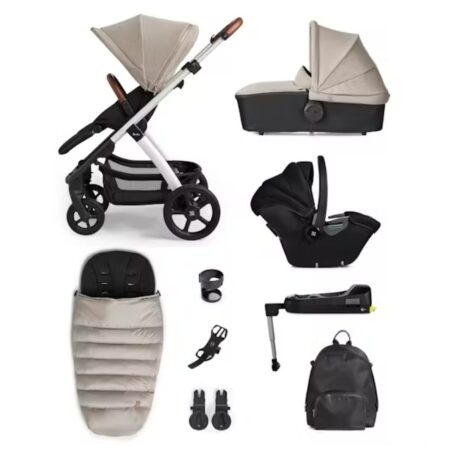 Silver Cross Tide 3 in 1 Travel System Stone, Car Seat, Base & Accs