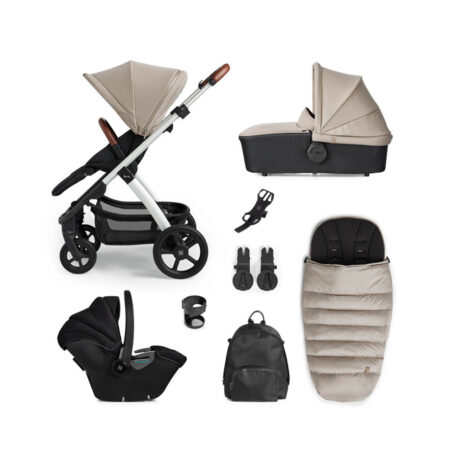 Silver Cross Tide 3 in 1 Travel System Stone Dream Car Seat & Accs