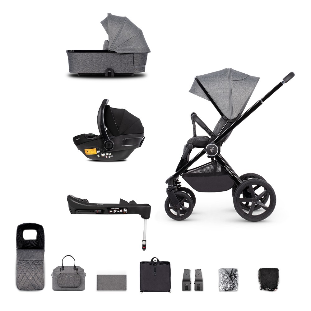 Venicci upline bundle with car seat and base - slate grey