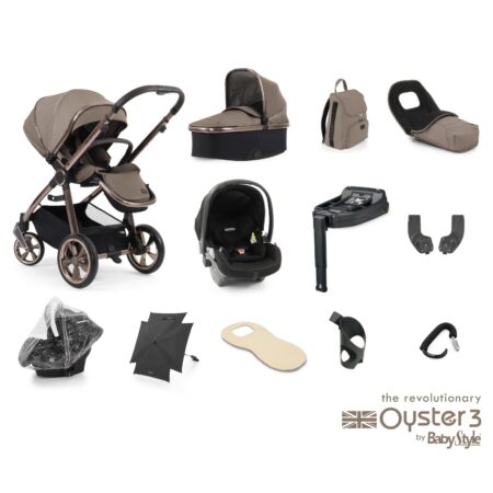 Oyster 3 Mink 12 Piece Bundle with Peg Perego Car Seat and Base