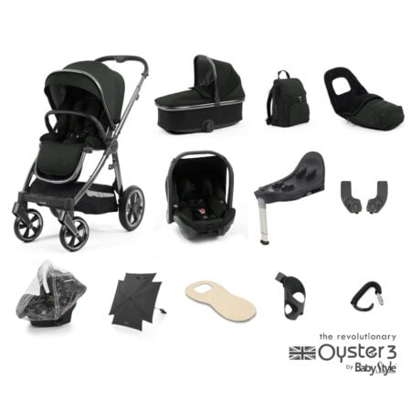 Oyster 3 Black Olive 12 Piece Bundle with Capsule Car Seat and Base