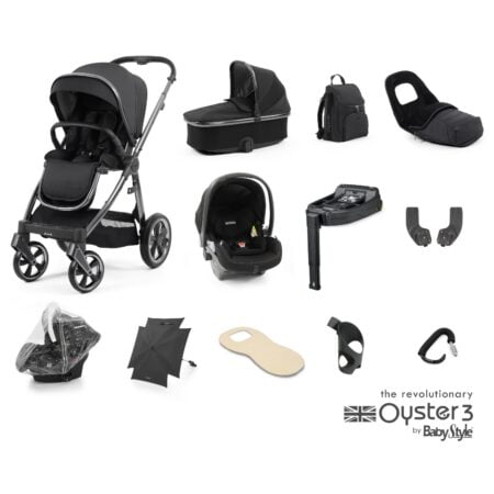 Oyster 3 Carbonite 12 Piece Bundle with Peg Perego Car Seat and Base