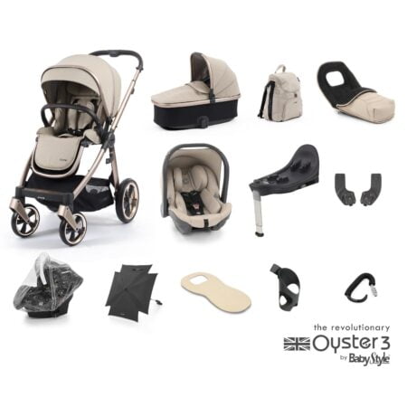 Oyster 3 Crème Brulee 12 Piece Bundle with Capsule Car Seat and Base