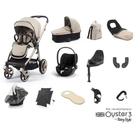 Oyster 3 Crème Brulee 12 Piece Bundle with Cloud T Car Seat and Base