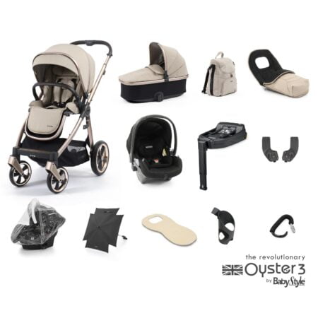 Oyster 3 Crème Brulee 12 Piece Bundle with Peg Perego Car Seat and Base