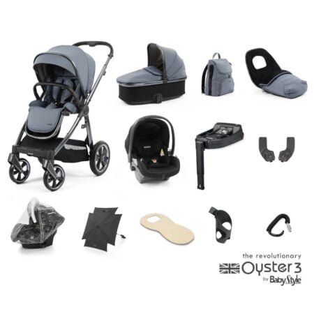 Oyster 3 Dream Blue 12 Piece Bundle with Peg Perego Car Seat and Base