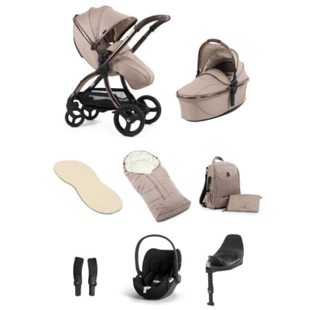 Egg 3 Luxury Bundle Houndstooth Almond With Cloud T Car Seat & Isofix Base